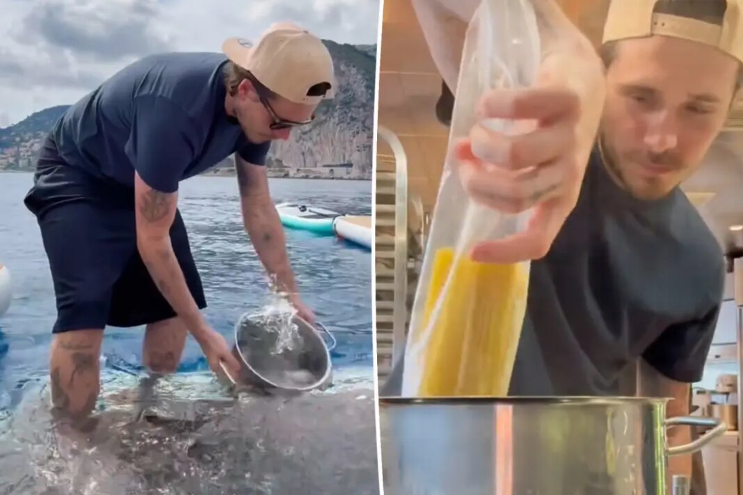 Aspiring chef Brooklyn Beckham horrifies fans by cooking pasta with seawater