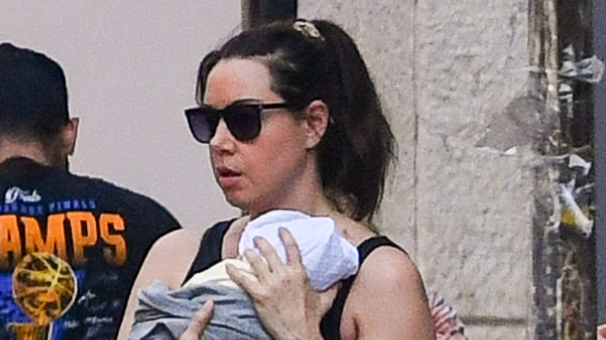 Aubrey Plaza, 42, seen for the FIRST TIME holding her newborn baby