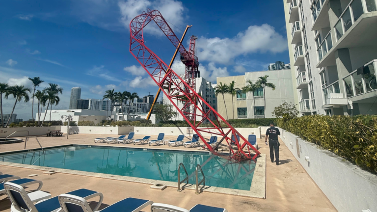 Crane Arm Collapse Leaves Miami Condo Rooftop Pool in Danger as Workers Hang On