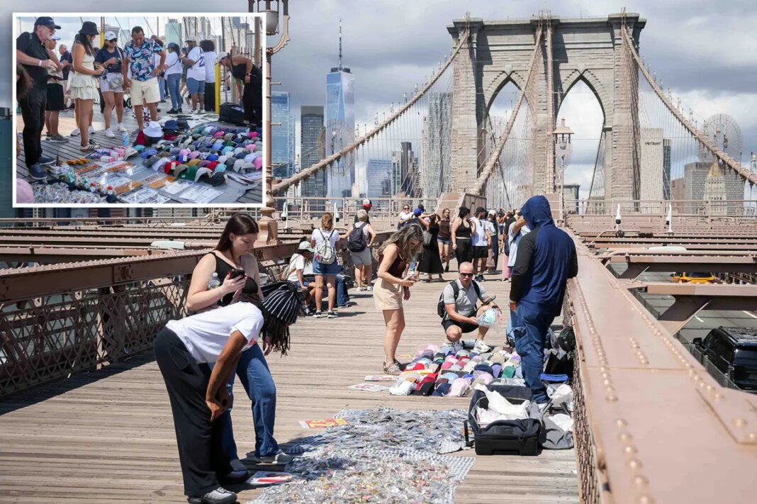 Dozens of illegal vendors swarm Brooklyn Bridge, crowd out licensed counterparts including disabled vets