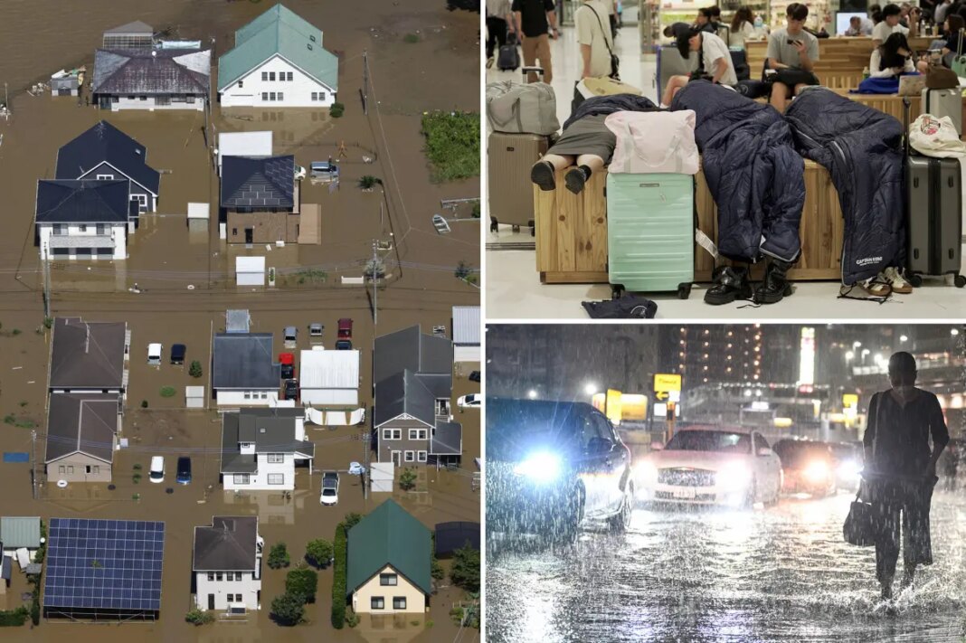 Eight dead, thousands of travellers and commuters stranded as record-breaking rain pummels Japan