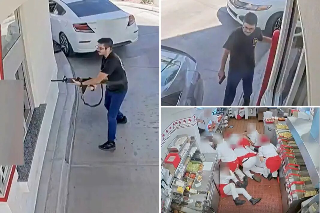Footage shows In-N-Out mass shooter kill worker at drive-thru window