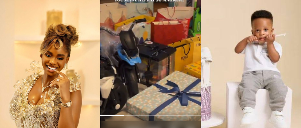 “I’m Overwhelmed”- Priscilla Ojo Flaunts Gifts Son Rakeem Received At Birthday Party
