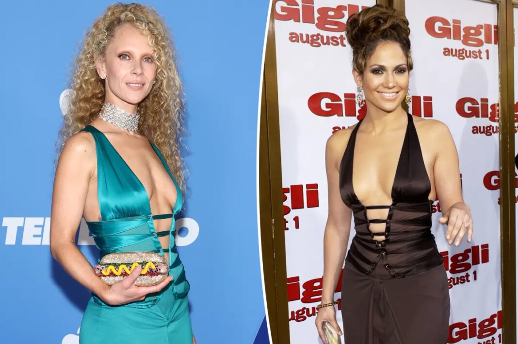 Juno Temple wears Jennifer Lopez's 'Gigli' premiere dress at 'Ted Lasso' premiere