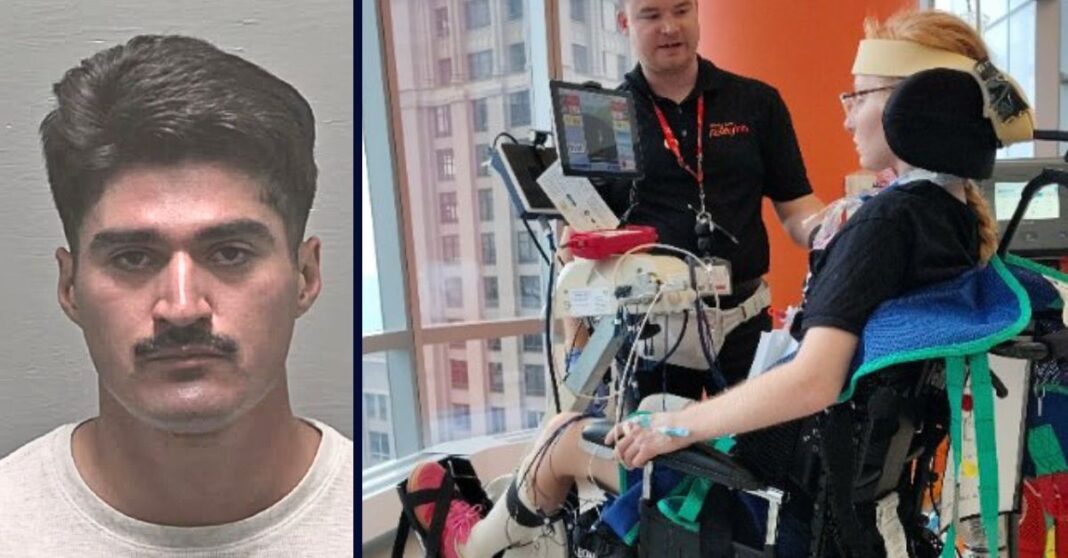 Left: Isaac Ruiz (New Hanover County Sheriff's Office). Right: Savannah Johnson doing physical therapy (Spotfund/Amanda Johnson).