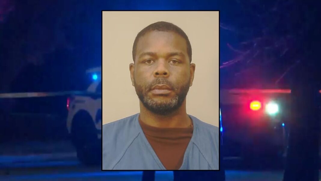 Inset: Kyle S. Stansil (Dane County Jail). Background: Police at the scene of the 2025 fatal crash (WMTV).