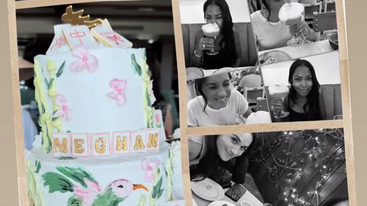 Meghan blows out candles on birthday cake as she celebrates turning 45