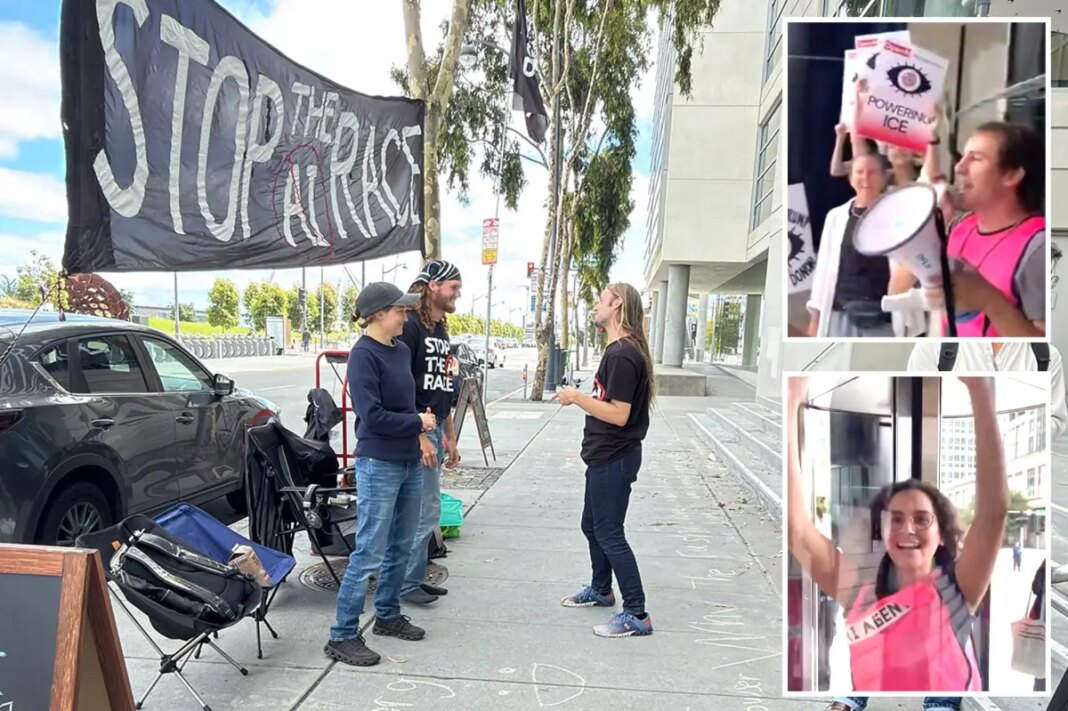 Protesters storm OpenAI’s office with balloons and costumes