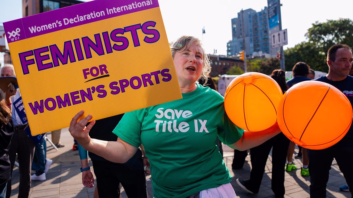 Protestors clash in heated scenes ahead of Fever's clash against Liberty as pro-trans campaigners hit out at 'grotesque' Sophie Cunningham amid WNBA storm