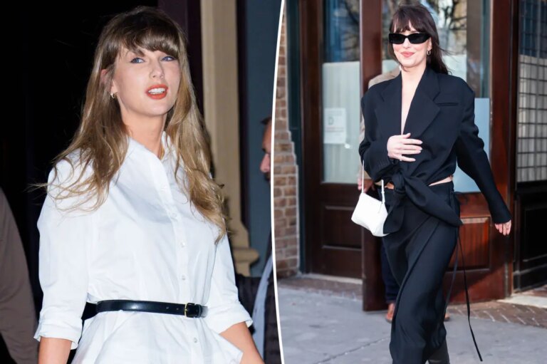 Taylor Swift and Dakota Johnson Make a Stylish Appearance After Travis Kelce’s Wedding