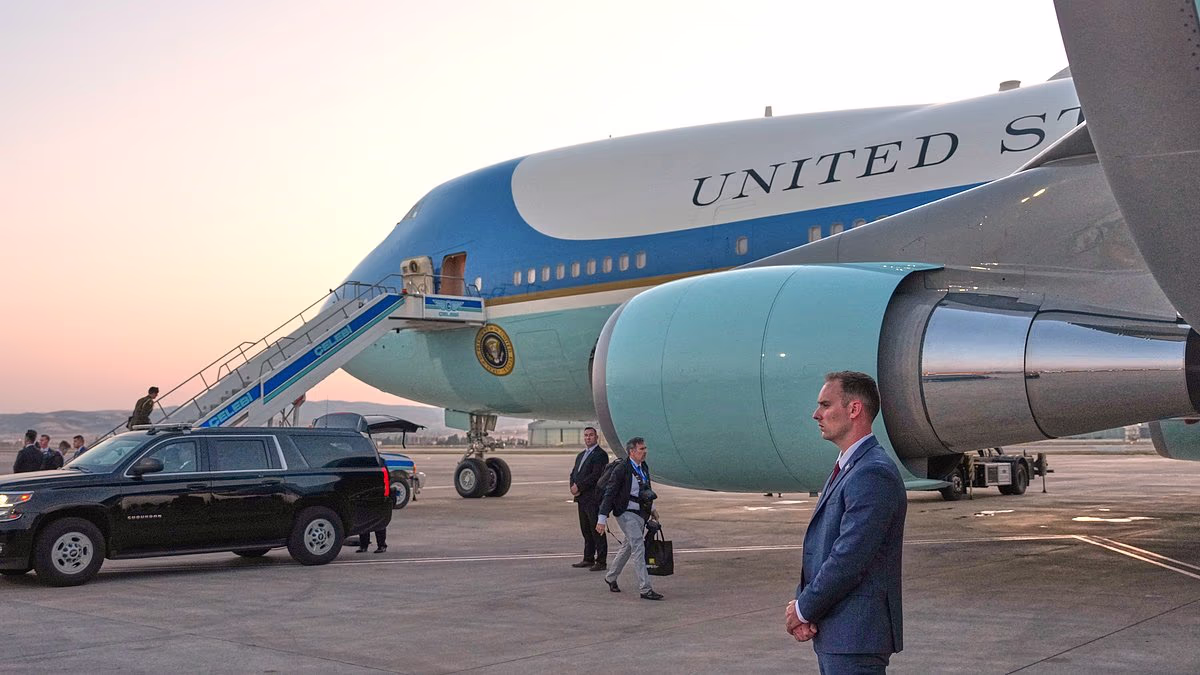 Trump 'smuggled off Air Force One in a CATERING CART