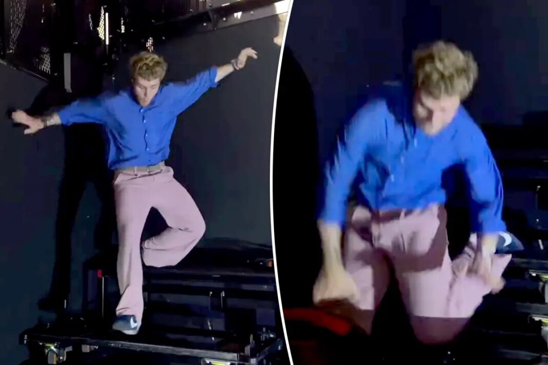 Alex Warren takes hard fall during Australia concert