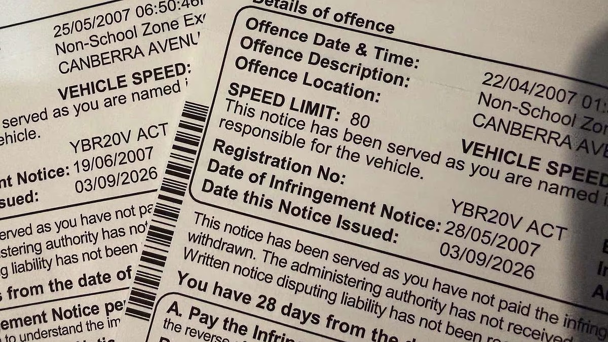 Aussie driver's shock as 2007 speeding fines arrive 19 years later