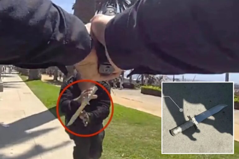 Santa Monica Bodycam Shows Knife-Wielding Man Charging Police