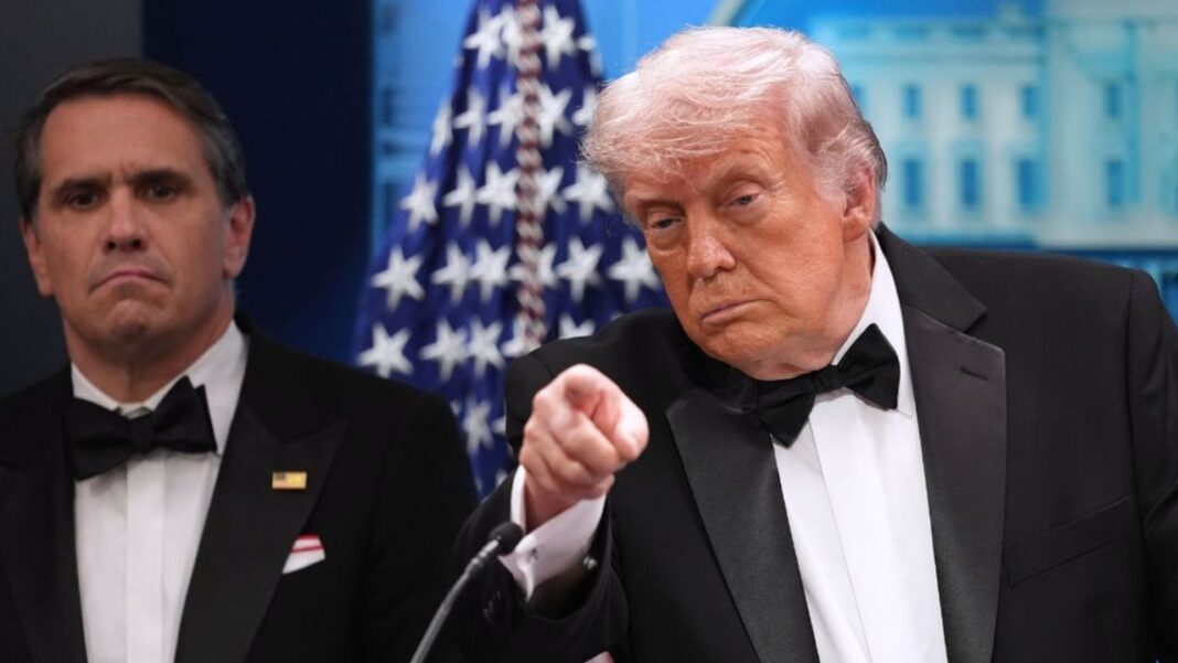 Todd Blanche and Donald Trump dressed in tuxedos.