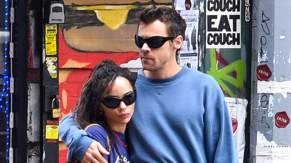 Harry Styles and fiancée Zoe Kravitz kiss and hold hands in NYC