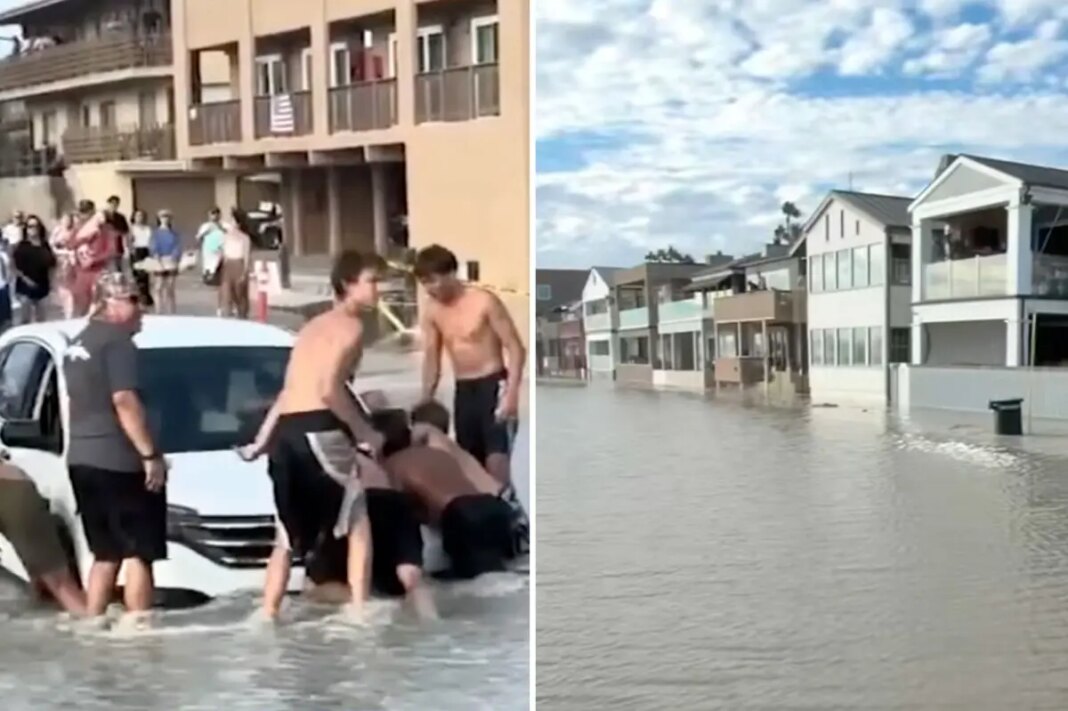 Hurricane Marie sparks mass flooding in Seal Beach in California on Labor Day weekend