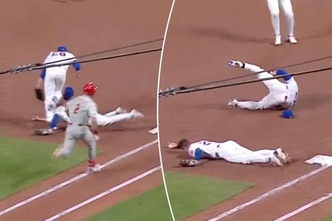 Jared Young gets stretchered off field after scary Mets collision with Nolan McLean