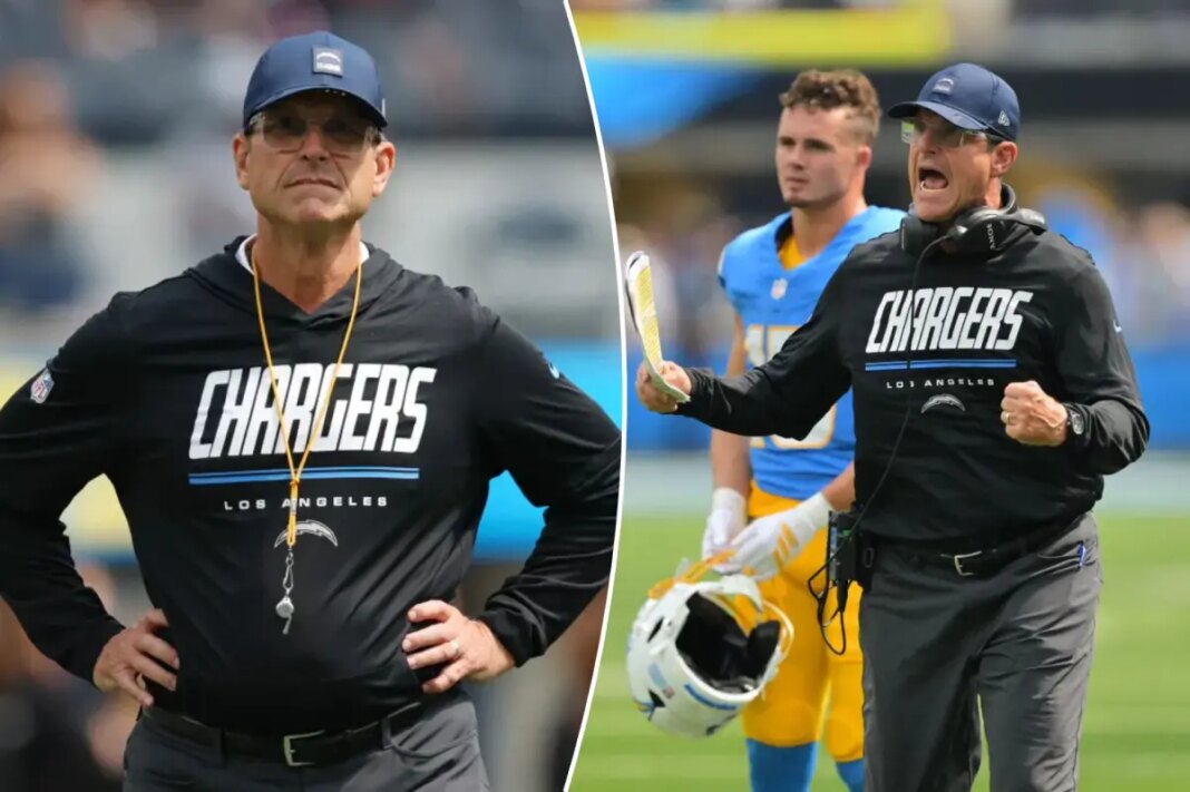 Jim Harbaugh hits brutal career first in Chargers vs Raiders loss