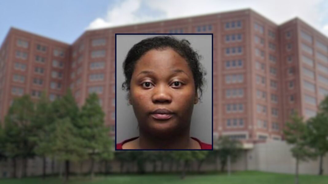 Brianna Berry appears inset against a jail in Houston.