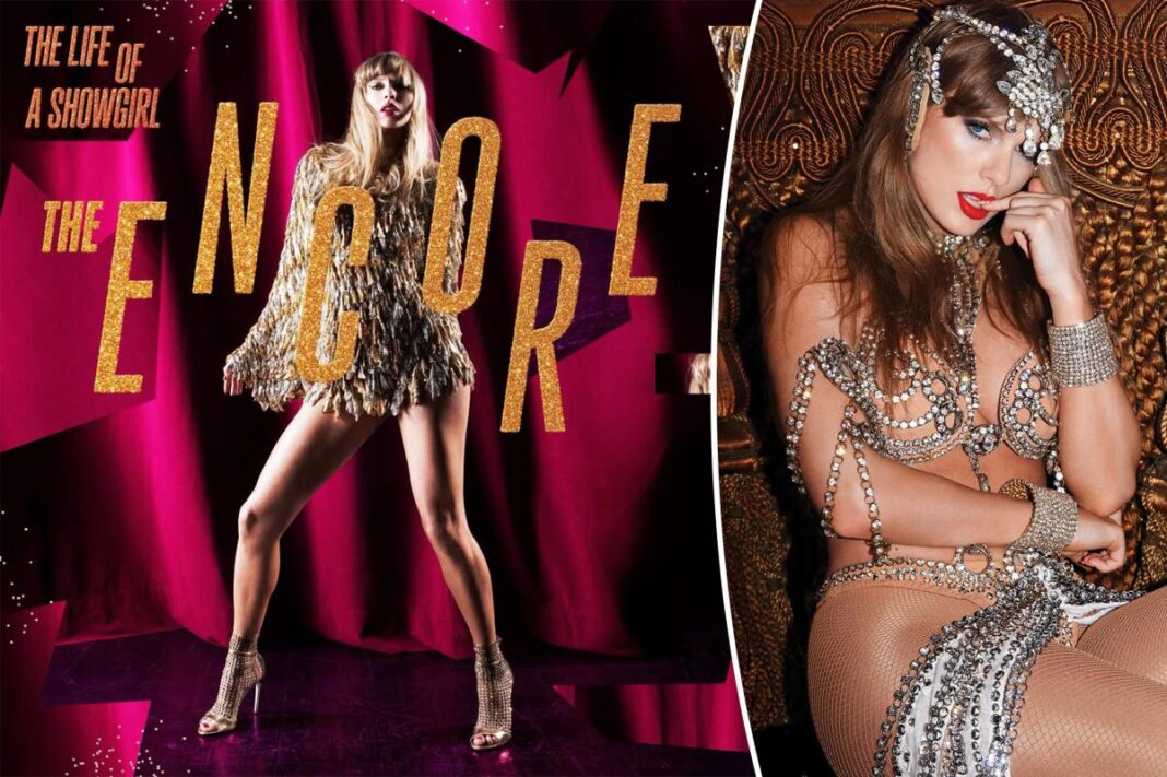 Taylor Swift sparkles in fringe minidress for 'The Life of a Showgirl: The Encore'