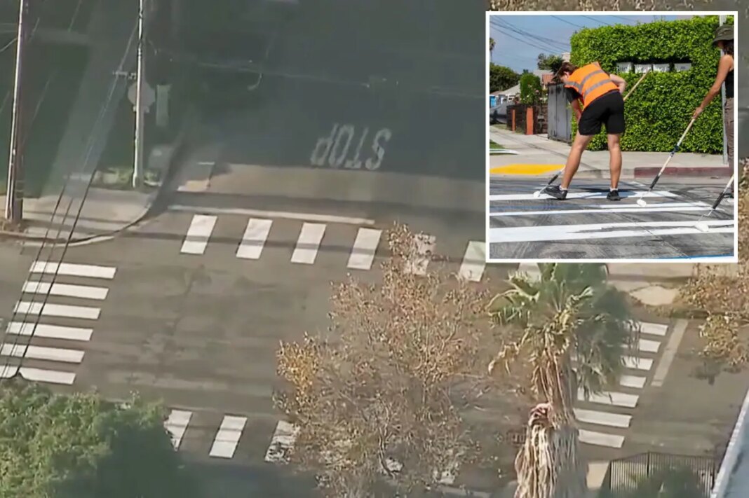 Traffic safety org paints unauthorized crosswalk across Hollywood intersection