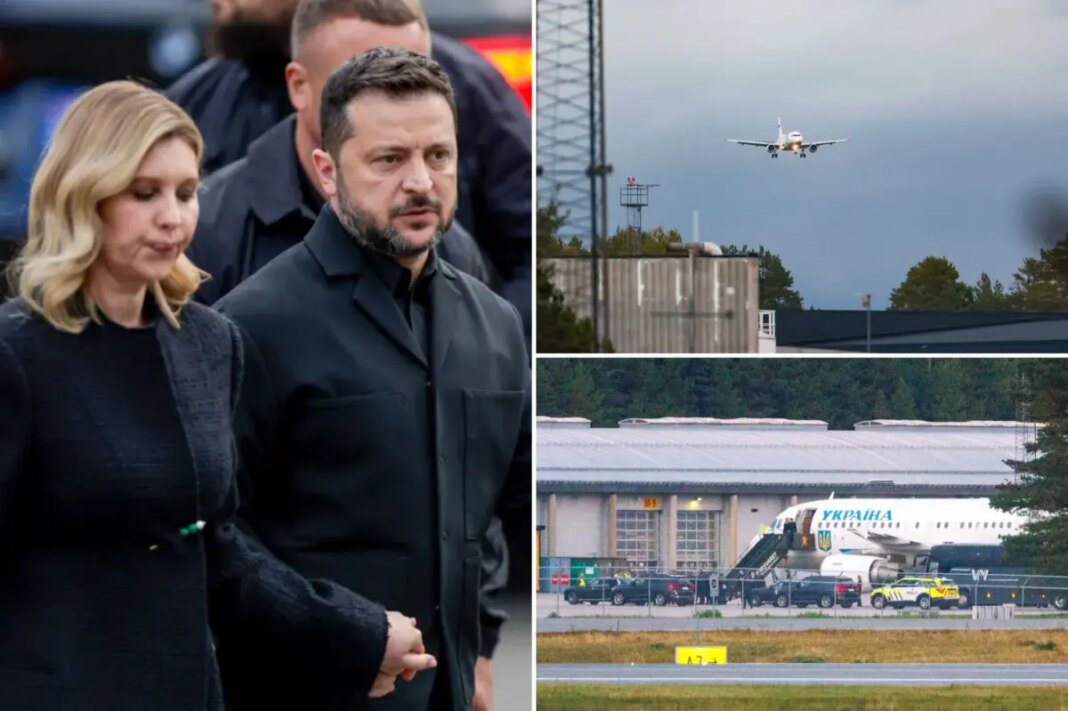 Zelensky’s plane nearly struck by drone before takeoff for Norwegian king’s funeral, PM says