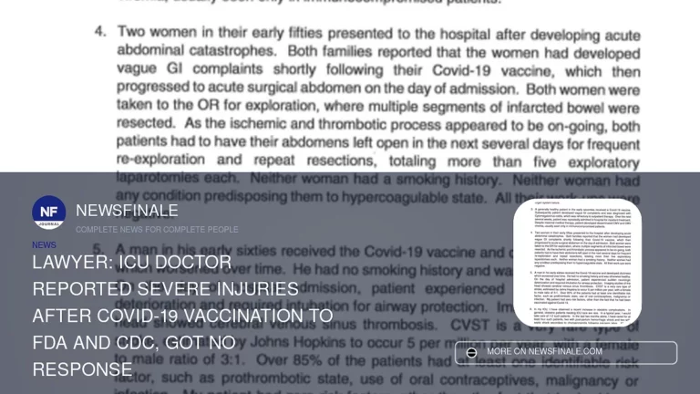 Lawyer: ICU Doctor Reported Severe Injuries After COVID-19 Vaccination to FDA and CDC, Got No Response