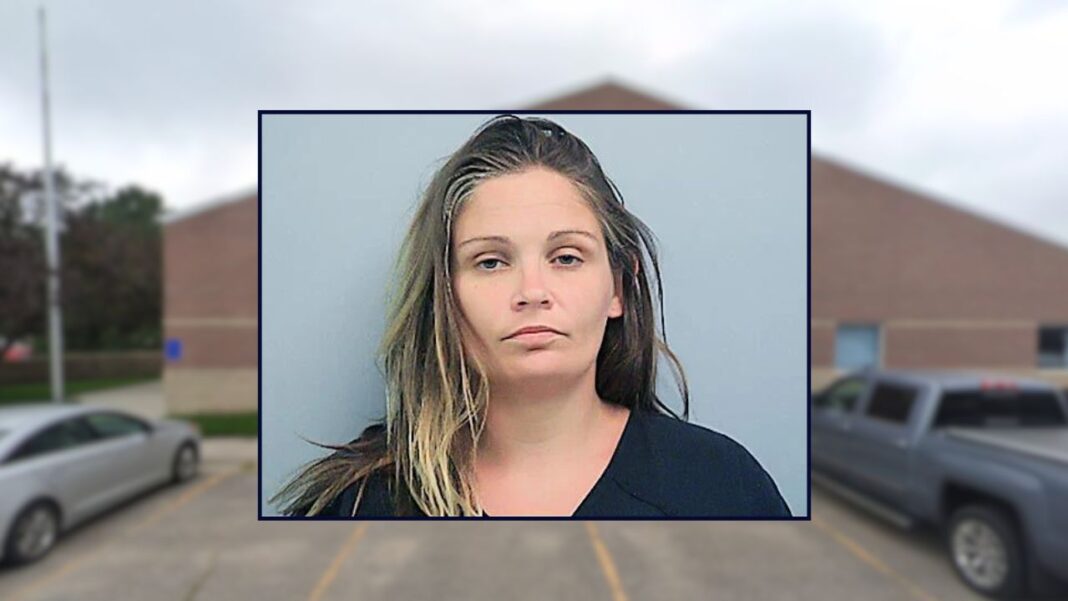 Sirena Schroeder inset against a courthouse in Nebraska.