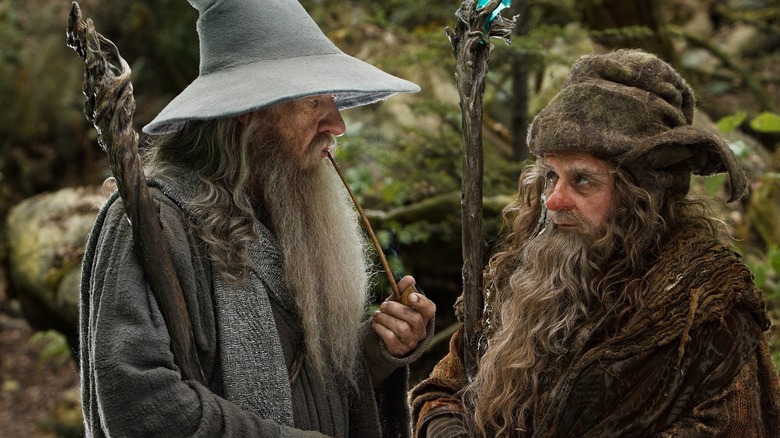 Gandalf and Radagast in a wood in 