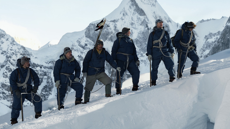 Climbers scaling Everest in