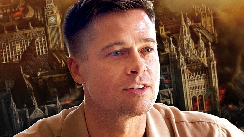Brad Pitt against a dystopian London background