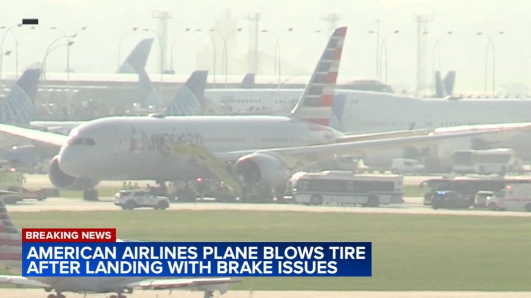 American Airlines O'Hare news today: Plane blows tire after landing with brake issues at Chicago airport, officials say