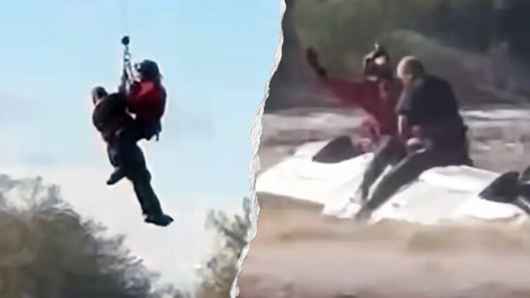 Arizona Sheriff’s Helicopter Crew Rescues Man Stranded on Overturned Truck as Floodwaters Rise