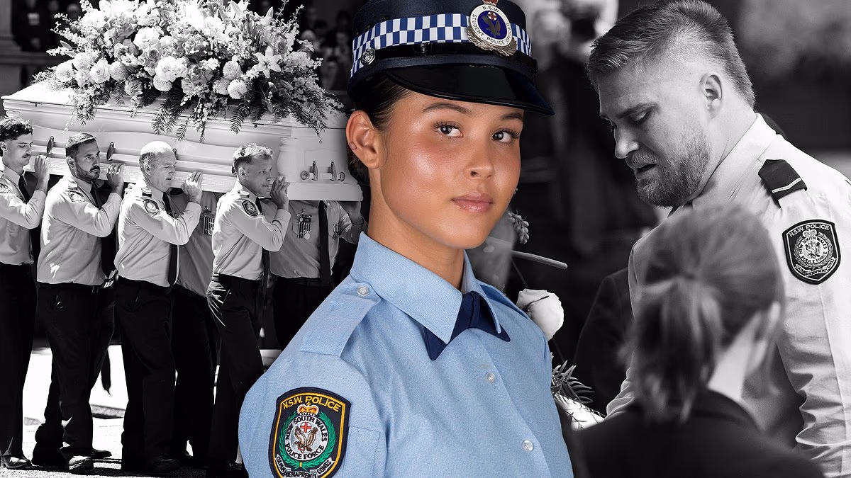 Emotional boyfriend of killed policewoman breaks down at her funeral