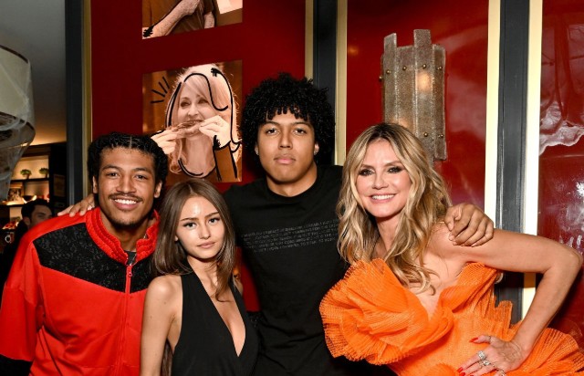 HEIDI KLUM CELEBRATES CRAZY PIZZA ANNIVERSARY WITH KIDS LENI, HENRY AND JOHAN
