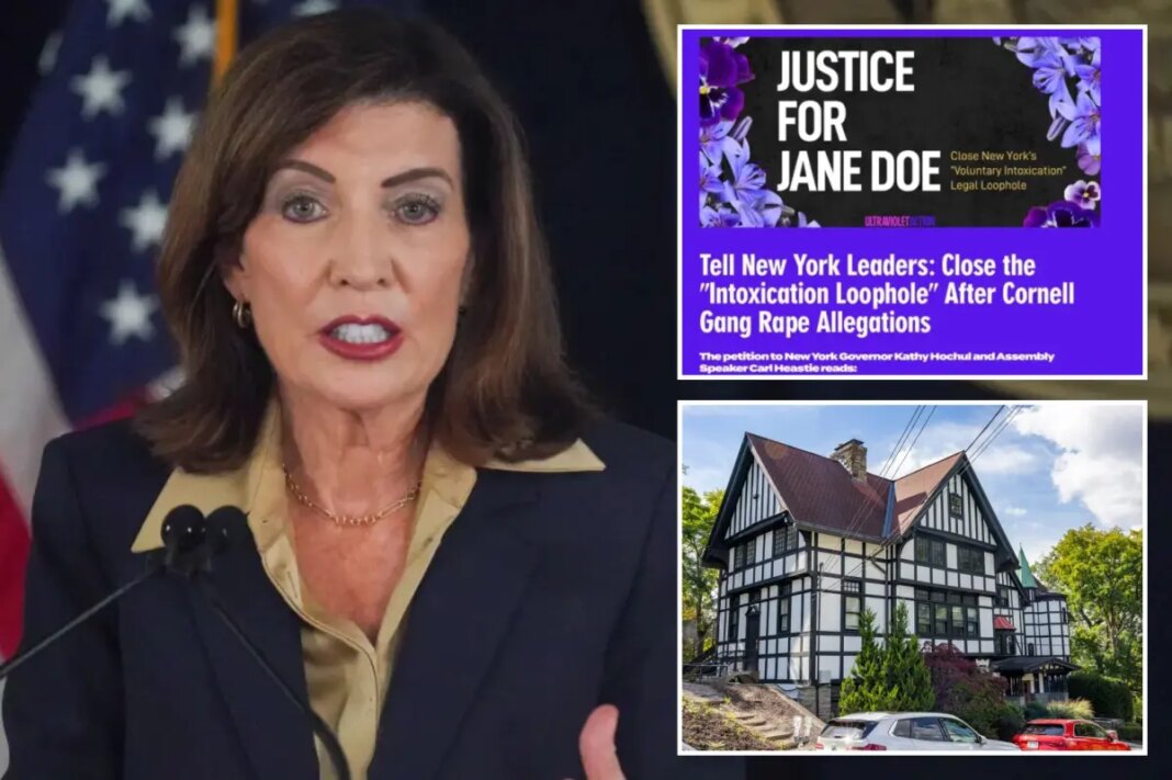 Hochul urged to call emergency Albany session to tighten rape law over 'Cornell 7' scandal