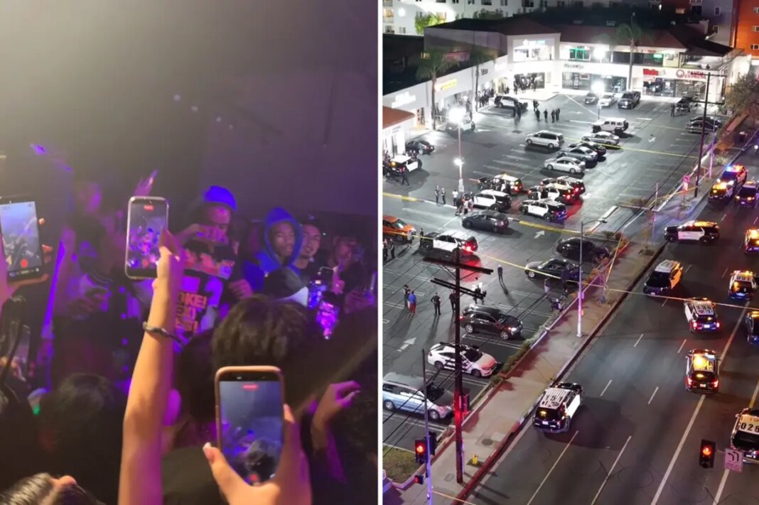Horrific moment shots ring out inside packed LA nightclub near university campus with two dead