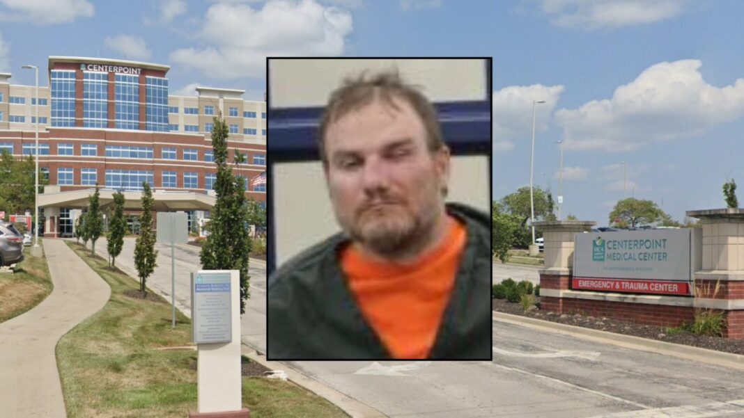 Background: Centerpoint Hospital in Independence, Mo. (Google Maps). Inset: James Lawson (Jackson County (Mo.) Sheriff's Office).