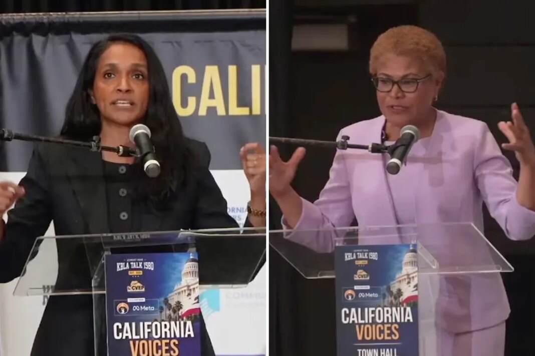 Mayor Karen Bass and rival Nithya Raman square off at contentious rally as final sprint to election day approaches