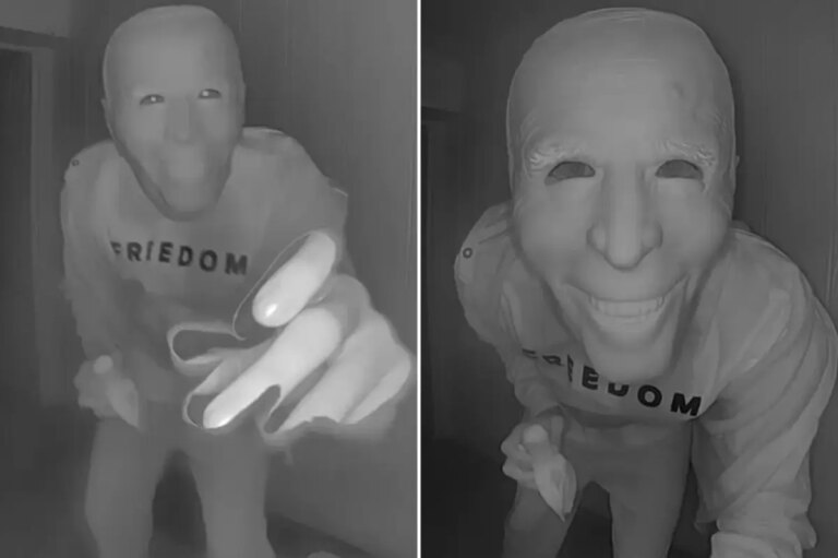 Texas Family’s Camera Captures Biden-Masked Man Eating Banana