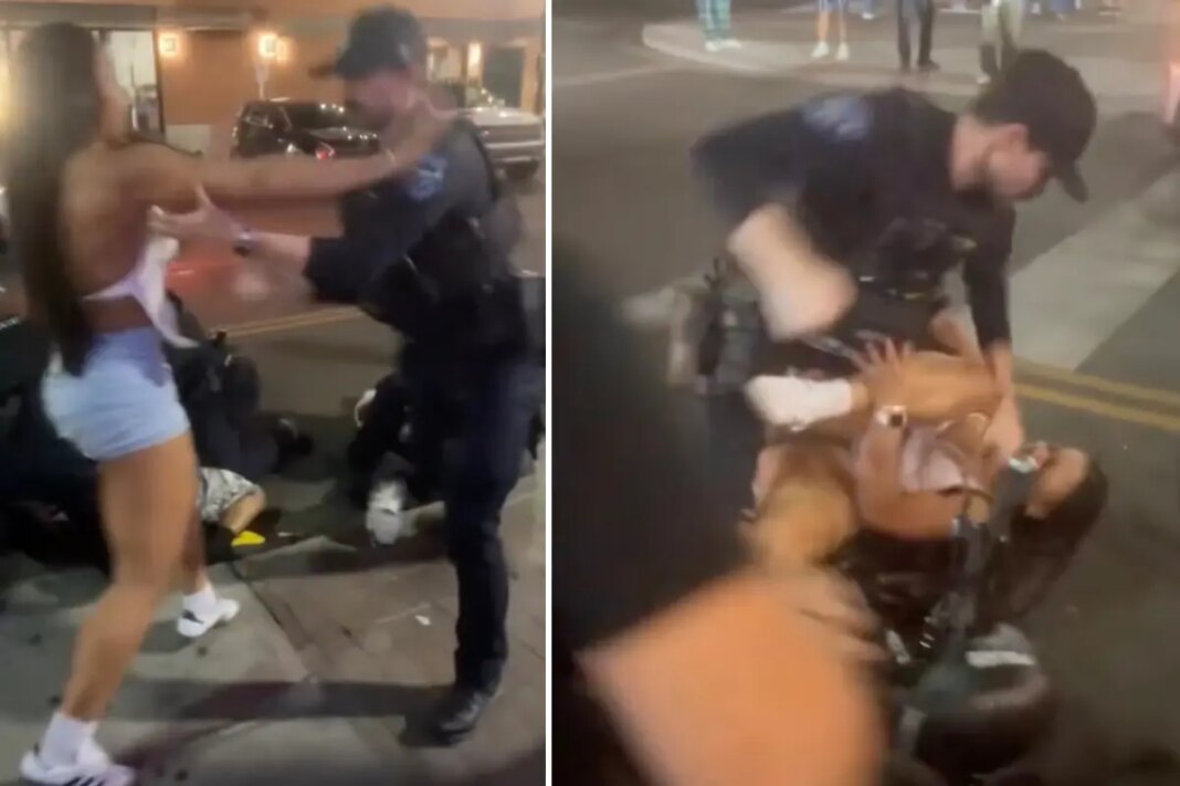 Viral video captures Arizona State University cheerleader being shoved to ground, pummeled by cops